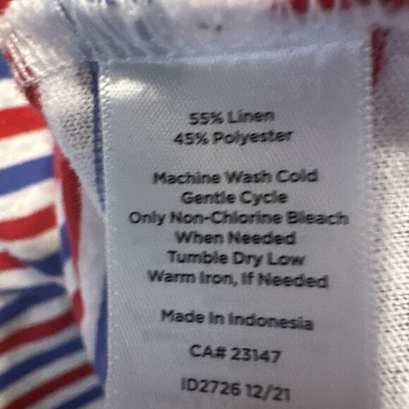 Talbots Linen Blend Top Plus Size 1X Red White Blue Striped Tee 4th of July - Picture 7 of 7